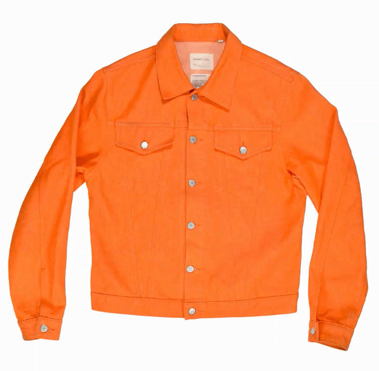INQUIRE Helmut Lang Orange Raw Denim Trucker Jacket S/S2000