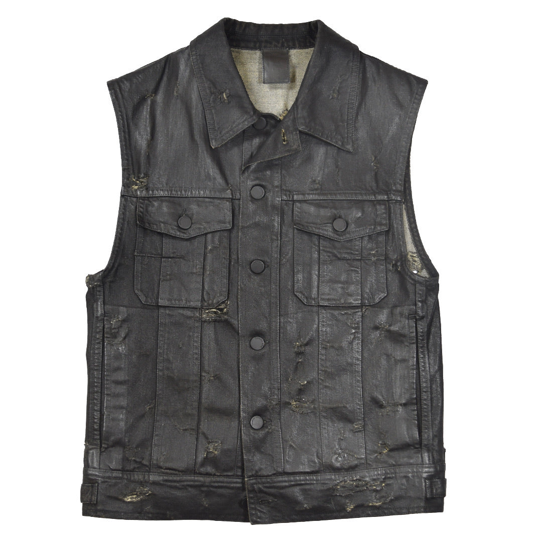 INQUIRE Dior waxed and distressed denim vest S/S04 “Strip” 48