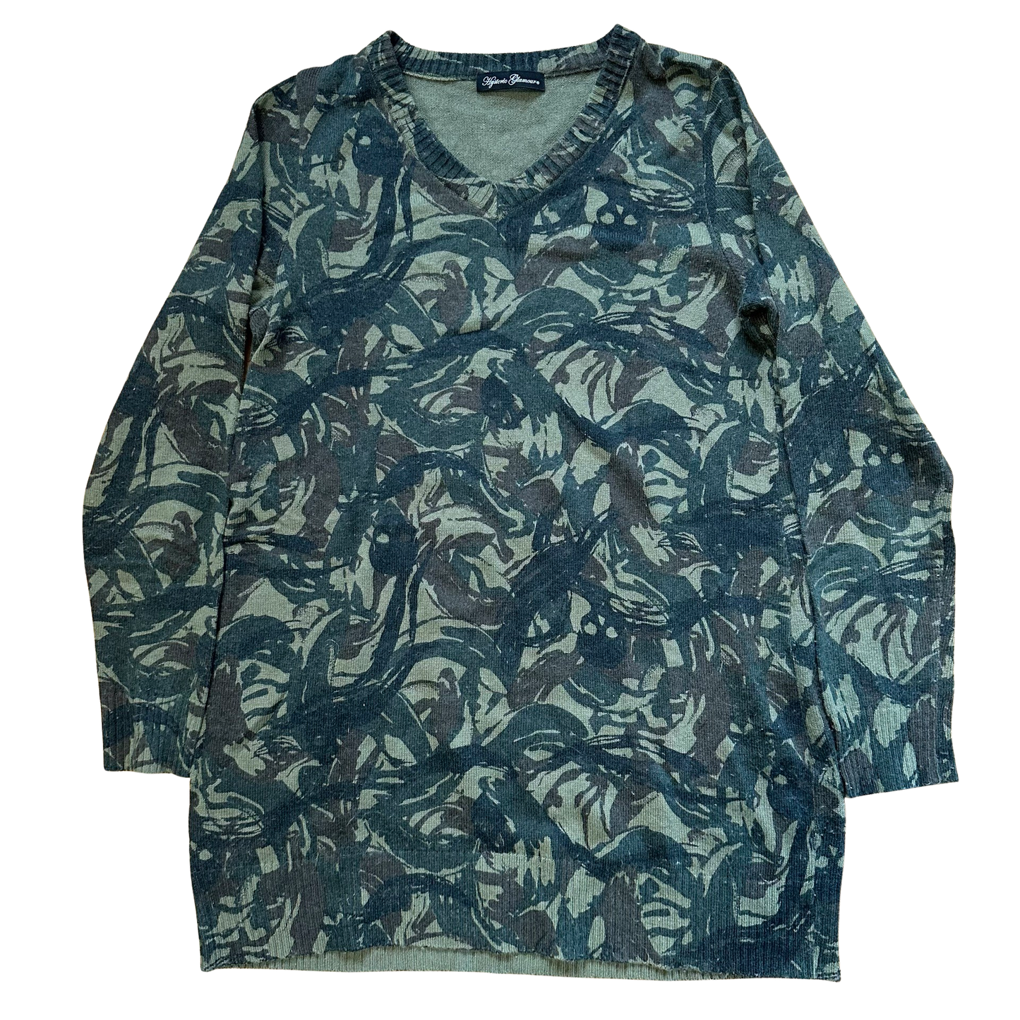 Hysteric Glamour Skull/Tribal Camo Sweater Size Small