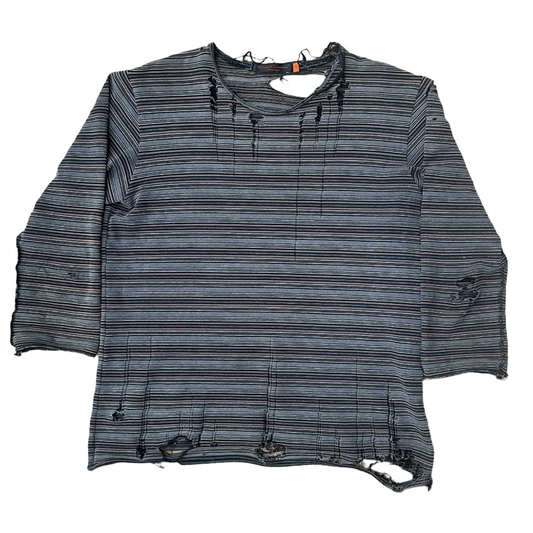 Undercover Distressed Stripe 3/4th Sleeve Shirt AW05 Sz 2