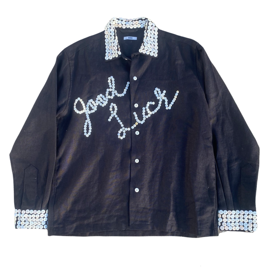 Bode “Good Luck” Button-Shirt Sz M/L