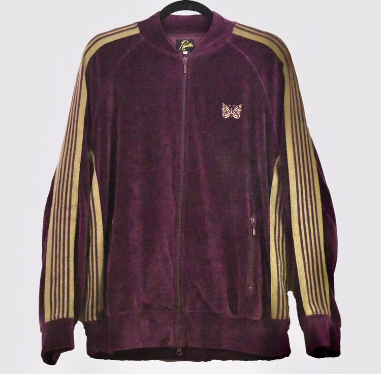 Needles burgundy and gold velour track top