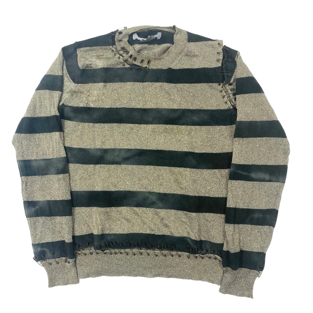 Junya Watanabe Distressed/Bleached Safety Pin Sweater 2006 Sz Small