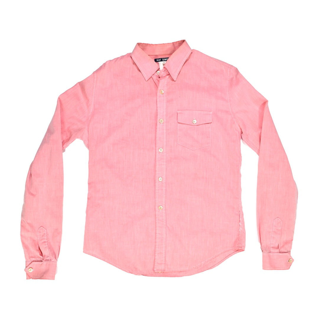 Raf Simons pink button up S/S97 “How to Talk to your Teen