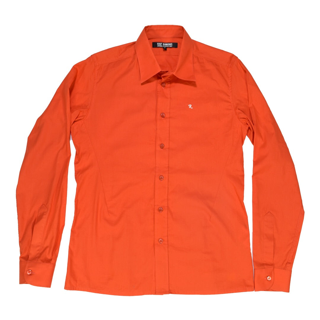 Raf Simons R emblem orange darted button up A/W05-06 “History of my world” Small