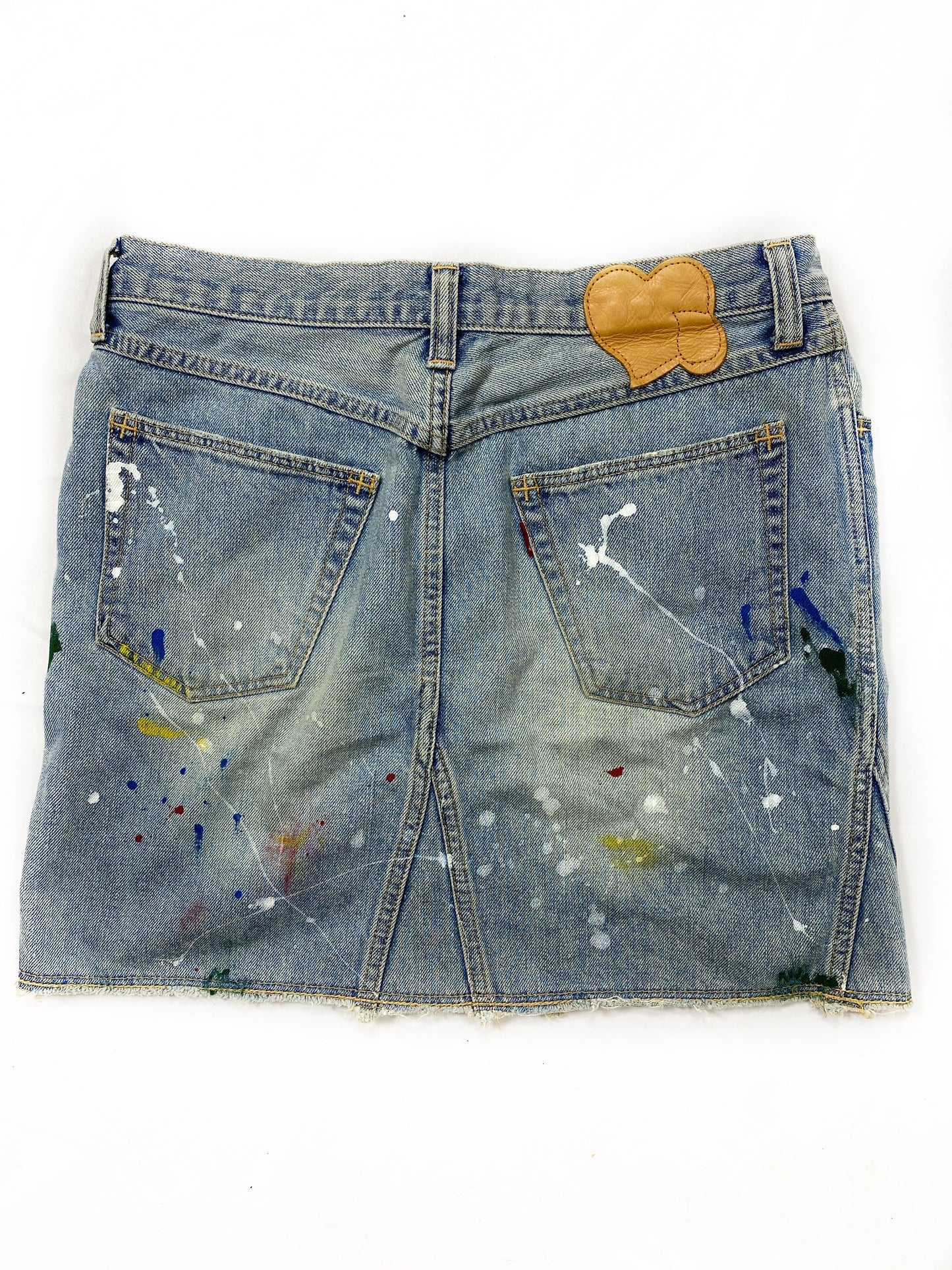 Number (N)ine paint splattered denim skirt