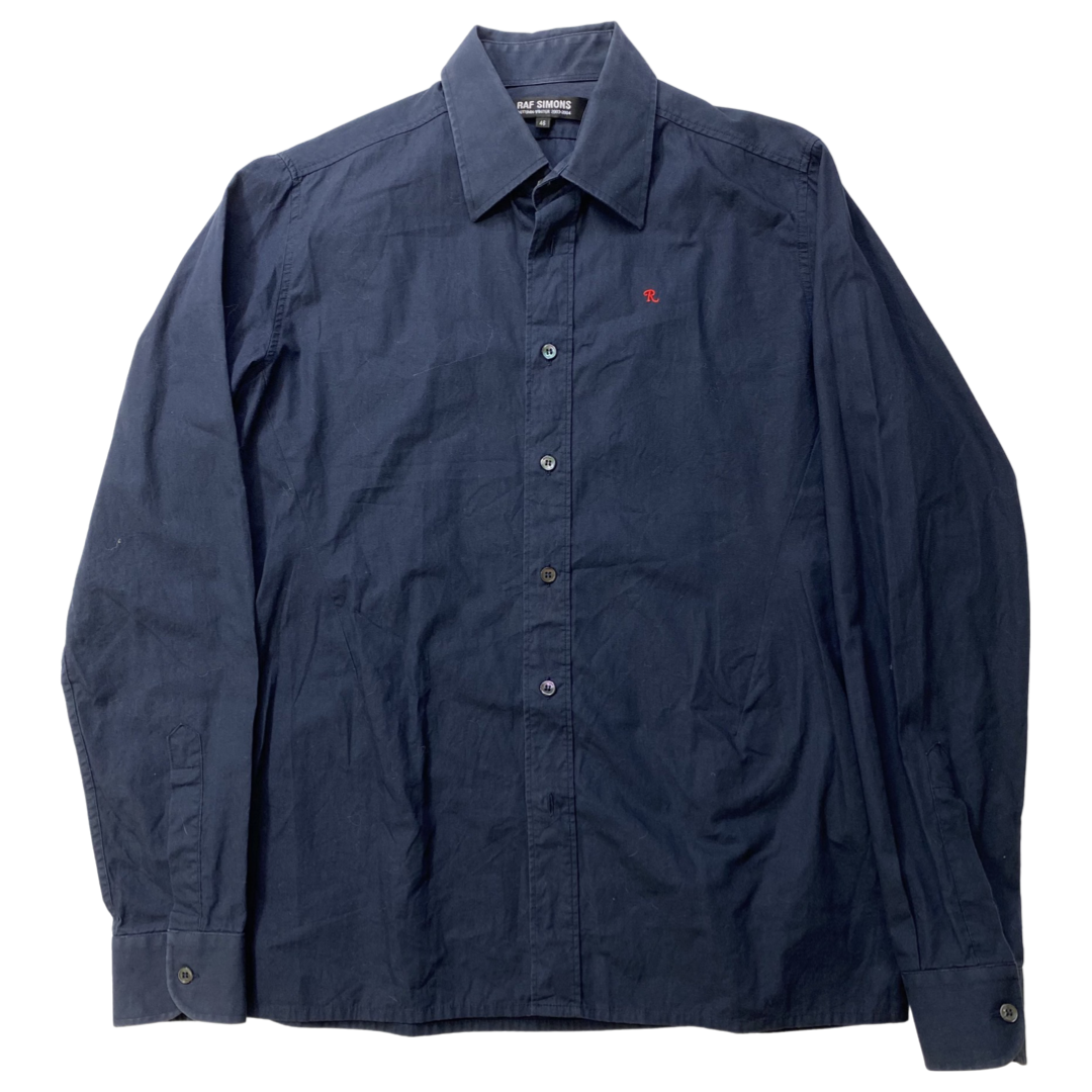 Raf Simons “R” Emblem Navy Button Up Shirt A/W03-04 Size 46/Small