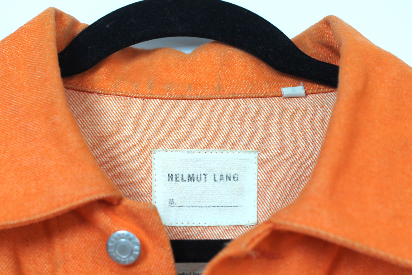 INQUIRE Helmut Lang Orange Raw Denim Trucker Jacket S/S2000 (Medium)