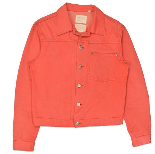INQUIRE Helmut Lang Coral Pink Silk blend Raw Denim Jacket A/W01 Small