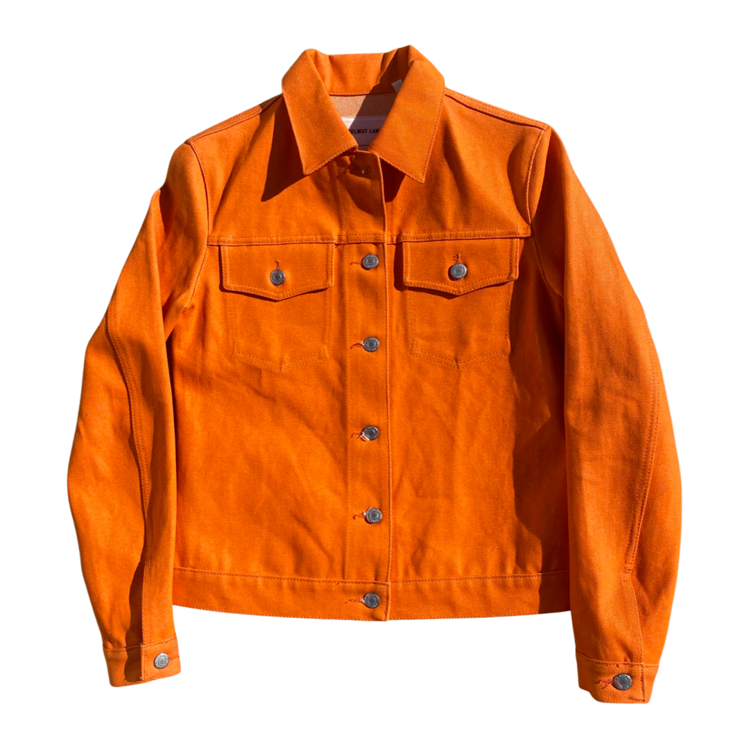 Helmut Lang Orange Raw Denim Trucker jacket S/S00 40/XS