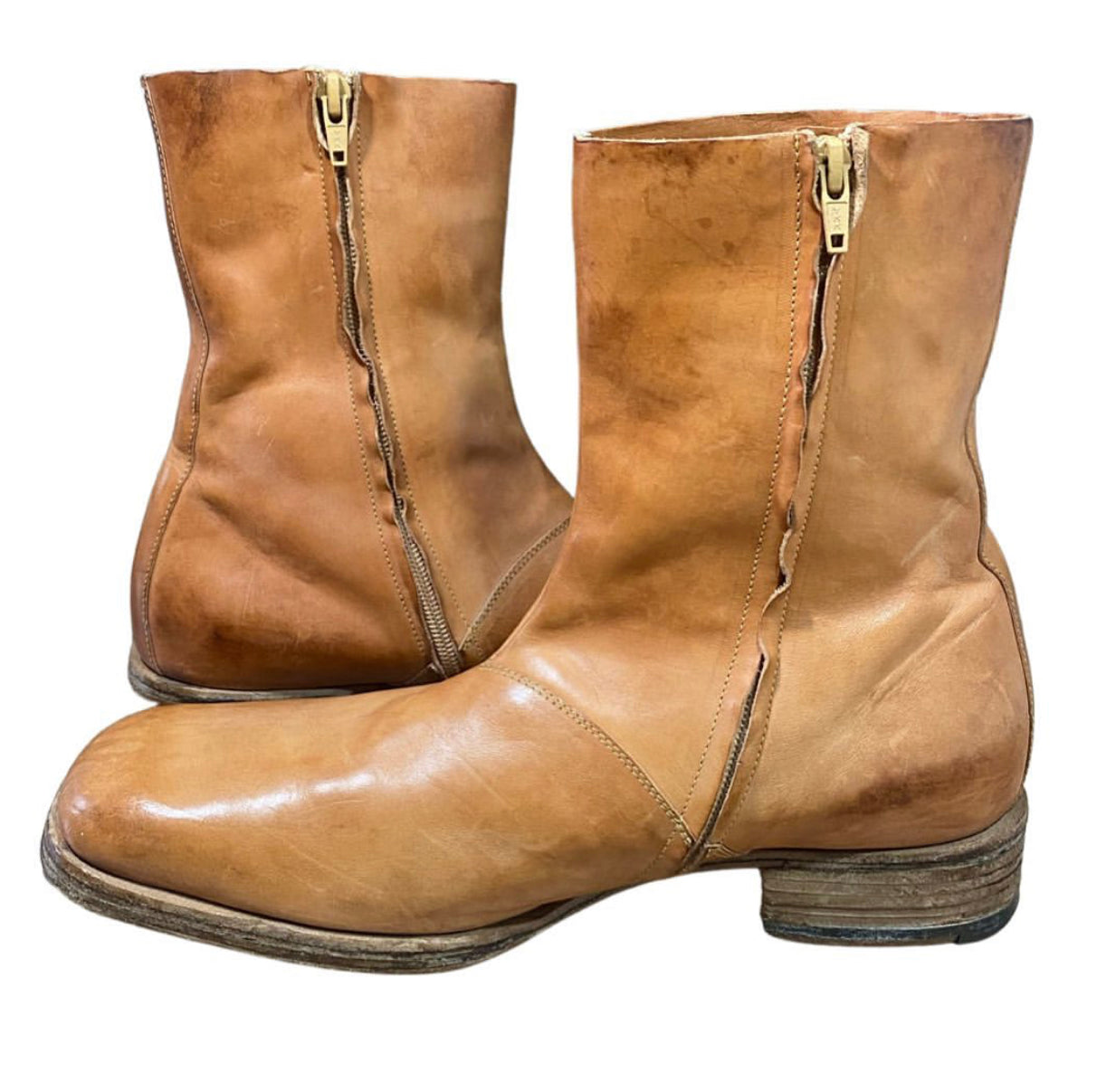 Margiela Square Toe Leather Boots AW04-05 Sz 42